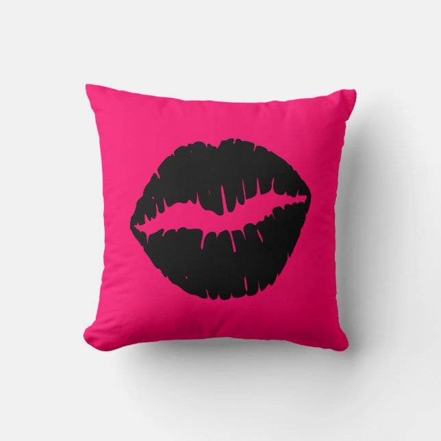 Pink and Black Smooch Cushion (Front)