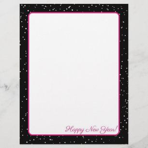 Pink and Black Snow Falling Letterhead