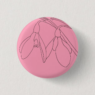 Pink and Black snowdrop flower  3 Cm Round Badge