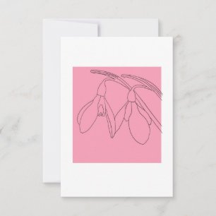 Pink and Black snowdrop flower Thank You Card