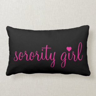 Pink and Black Sorority Girl Throw Pillow
