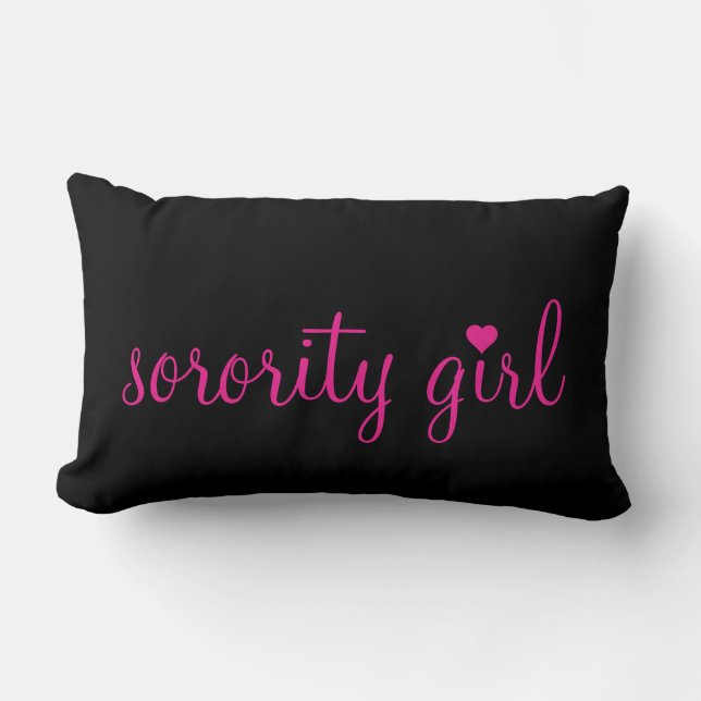 Pink and Black Sorority Girl Throw Pillow (Front)