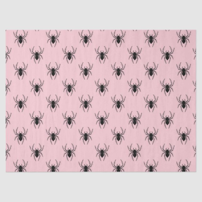 Pink and Black Spiders Tissue Paper (Front)