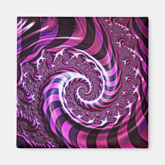 Pink and Black Spiral Illusion Magnet (Front)