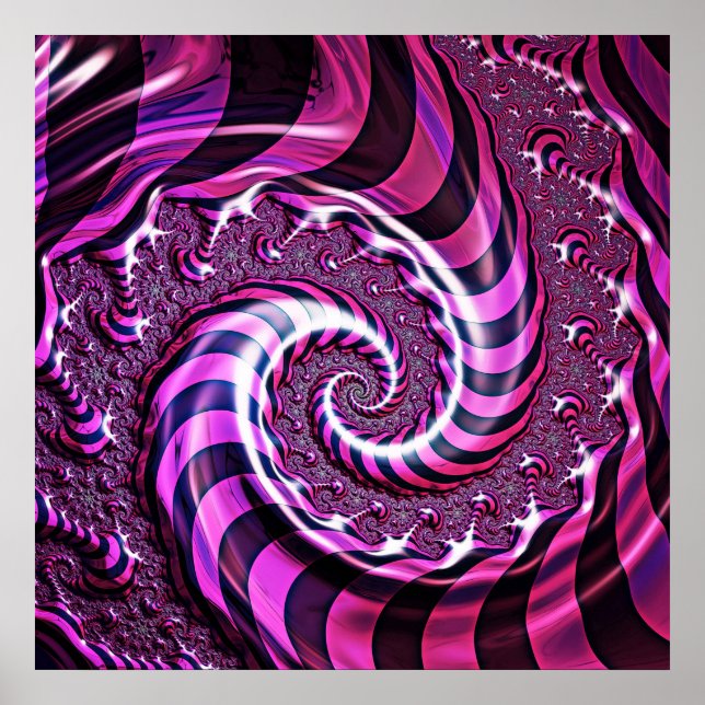 Pink and Black Spiral Illusion Poster (Front)