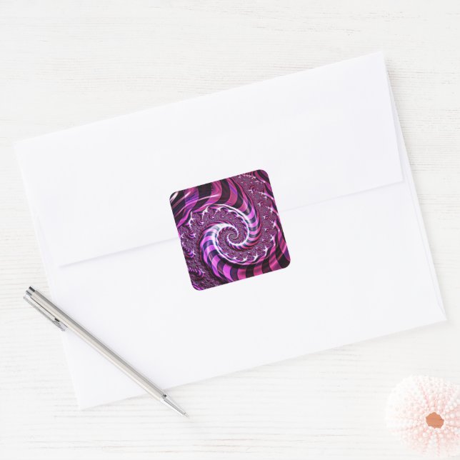 Pink and Black Spiral Illusion Stickers (Envelope)