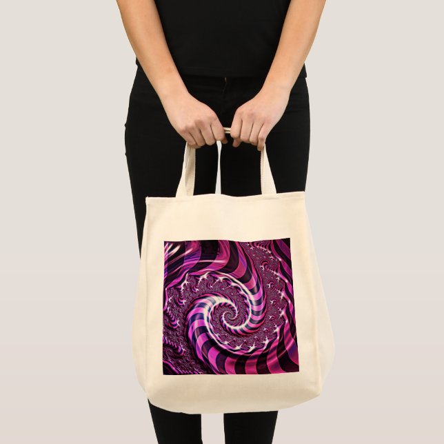 Pink and Black Spiral Illusion Tote Bag (Front (Product))