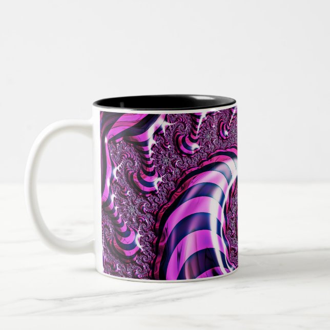 Pink and Black Spiral Illusion Two Tone Mug (Left)