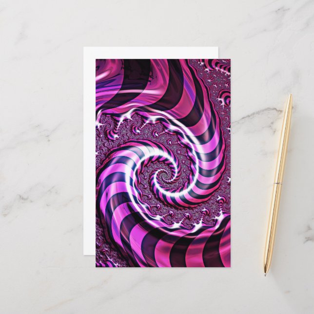 Pink and Black Spiral Paper Sheet (Front/Back In Situ)