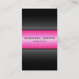 Pink and Black Stainless Steel Metal Business Card