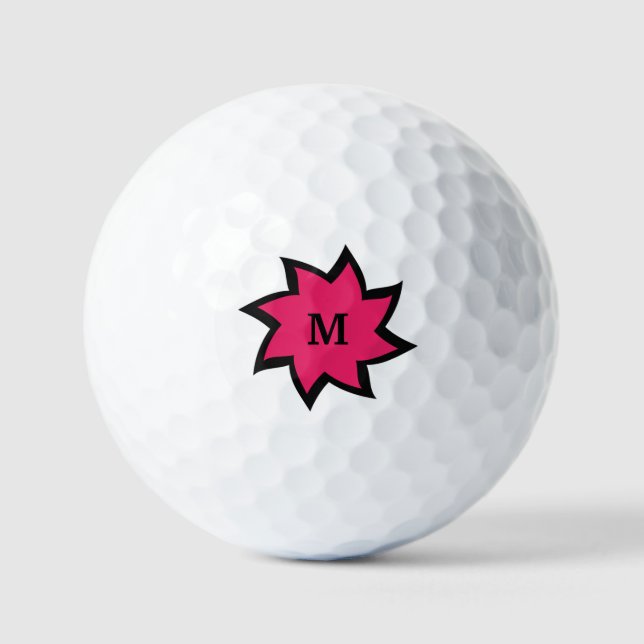 Pink and Black Starburst Golf Balls (Front)
