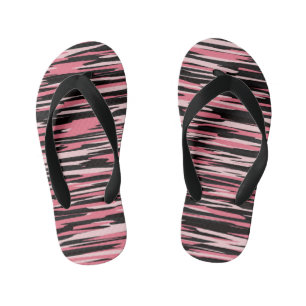 pink and black stretched camo kid's flip flops