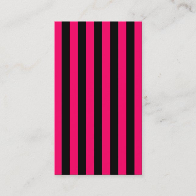 Pink and Black Stripe Background Business Card (Front)
