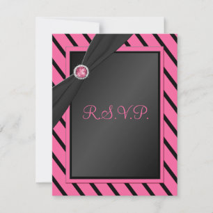 Pink and Black Stripe R.S.V.P. Card