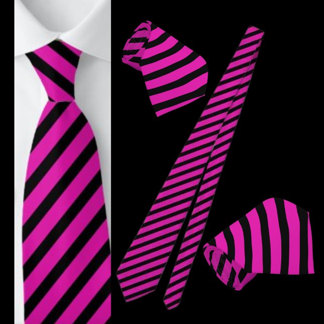 Pink And Black Striped Abstract Pattern Neck Tie (Creator Uploaded)