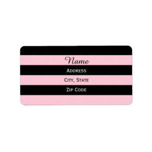 Pink and Black Striped Label