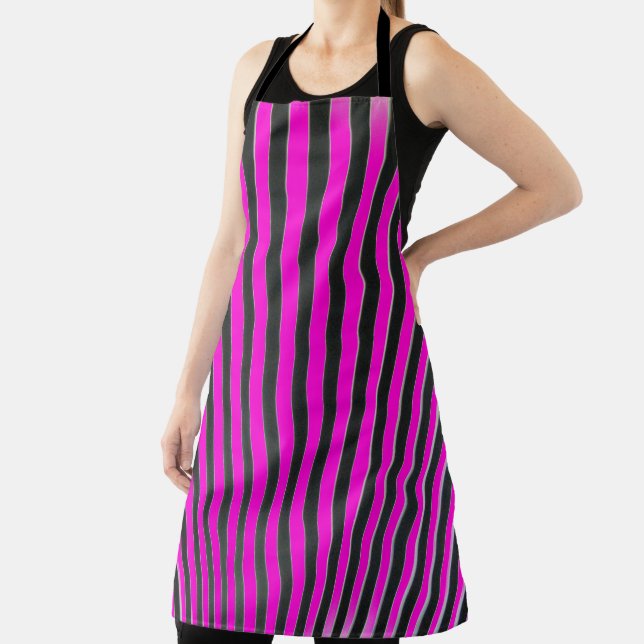 Pink and Black Stripes Apron (Insitu)