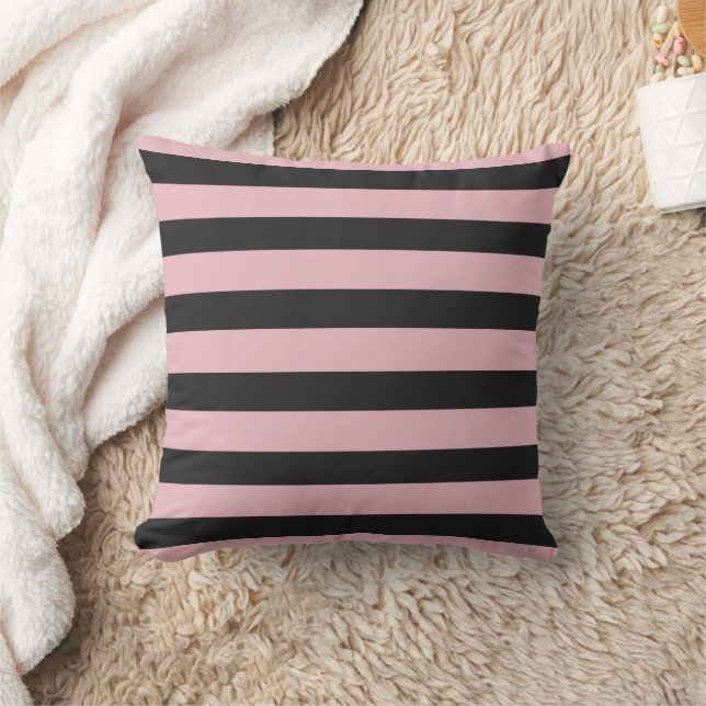  Pink and Black Stripes Cushion (Blanket)