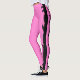 Pink and Black Stripes Leggings