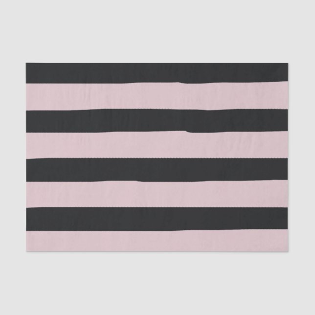 Pink and Black Stripes Watercolor Tissue Paper (Front)
