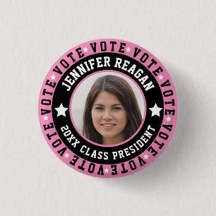 Pink and Black Student Body Campaign 3 Cm Round Badge