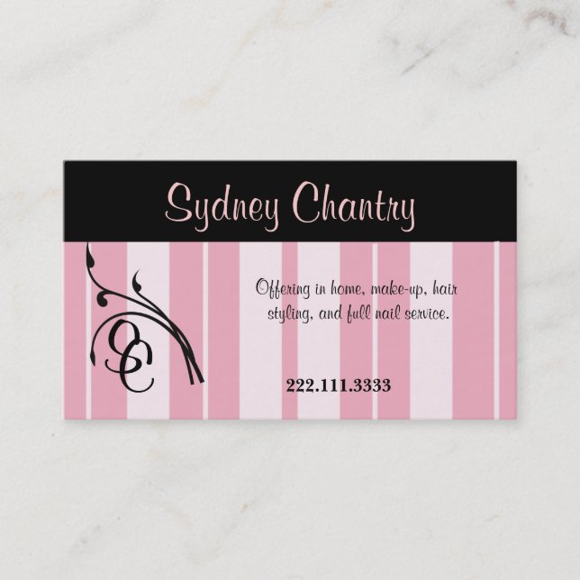 Pink and Black Stylish Business Card (Front)