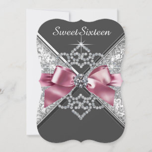 Pink and Black Sweet 16 Birthday Party Invitation