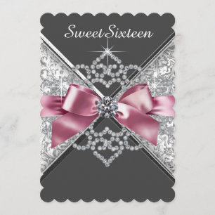 Pink and Black Sweet 16 Birthday Pary Invitation