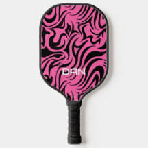 Pink and Black Swirl Pickleball Paddle