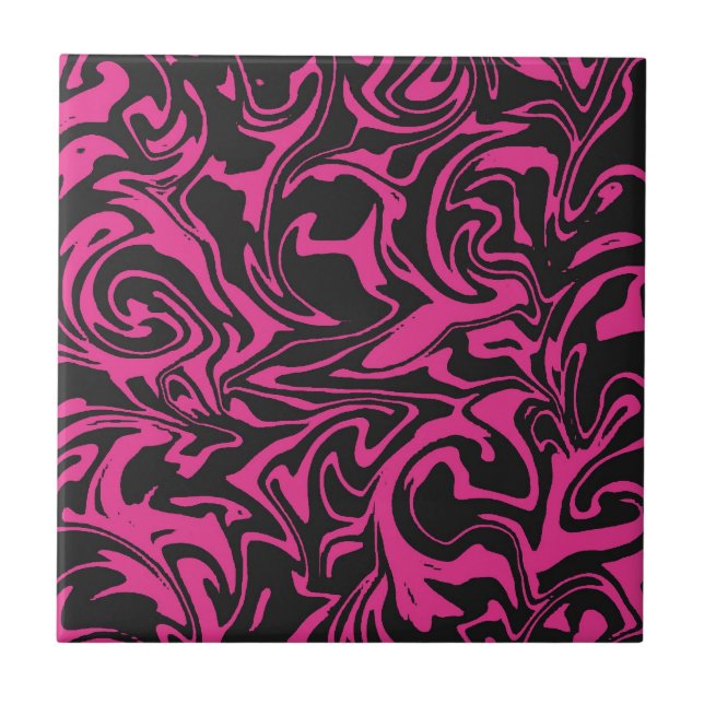 Pink And Black Swirled - Mix And Match Tiles (Front)