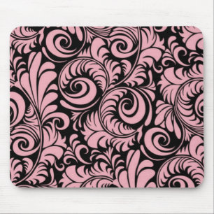Pink and Black Swirls Mousepad