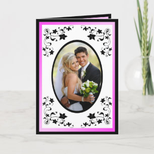Pink and Black Thank You card with Photo Insert