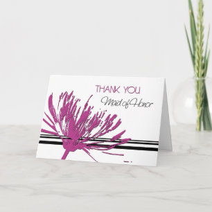 Pink and Black Thank You Maid of Honour Card