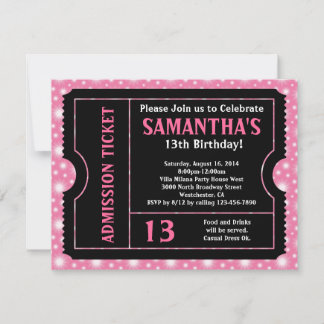 Pink and Black Ticket Invitation, Any Age Invitation