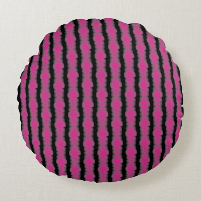 Pink and black tie dye round cushion (Front)