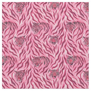 Pink and Black Tiger Print Pattern Fabric
