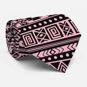 Pink And Black Tribal Geometric Pattern Tie