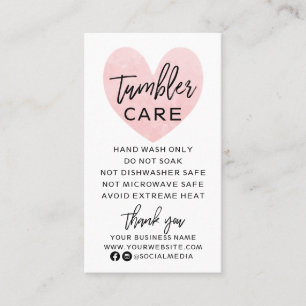 Pink and Black Tumbler Care Business Card