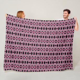 Pink and Black Unique Pattern Fleece Blanket