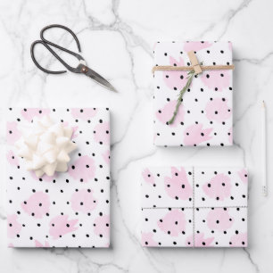 Pink and Black Valentine Wrapping Paper Sheet
