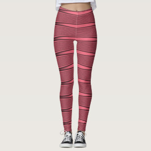 Pink and Black Wavy Lines Leggings
