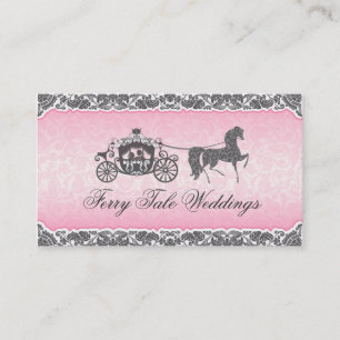 Pink And Black Wedding Horse & Carriage Business Card