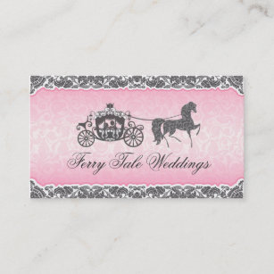 Pink And Black Wedding Horse & Carriage Business Card