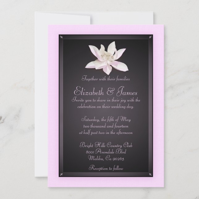 Pink And Black Wedding Invitations (Front)