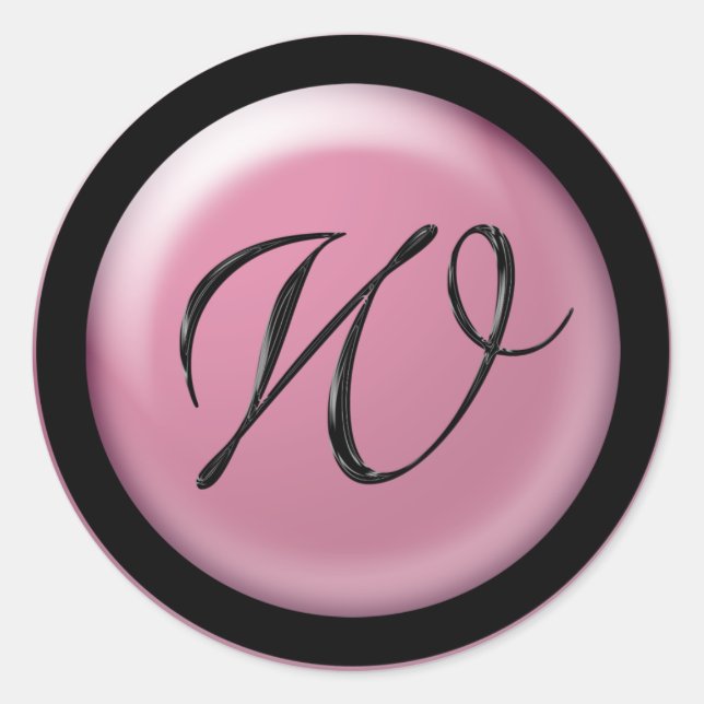 Pink And Black Wedding Monogram W Envelope Seal (Front)