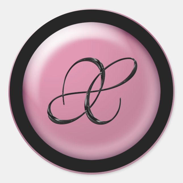 Pink And Black Wedding Monogram X Envelope Seal (Front)