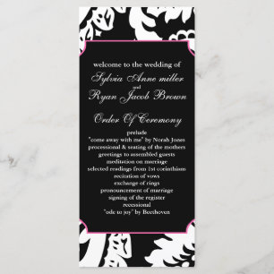 pink and black Wedding program Programme