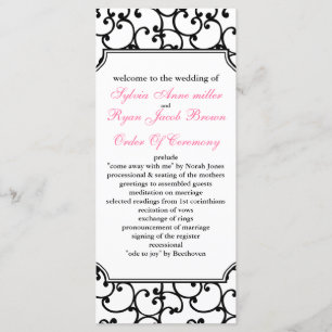 pink and black Wedding program Programme