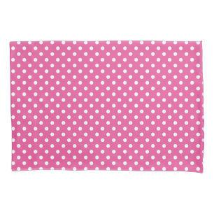 Pink and black white polka dots reversible pillowcase