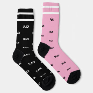 Pink and Black White Stripes Colour Names Socks